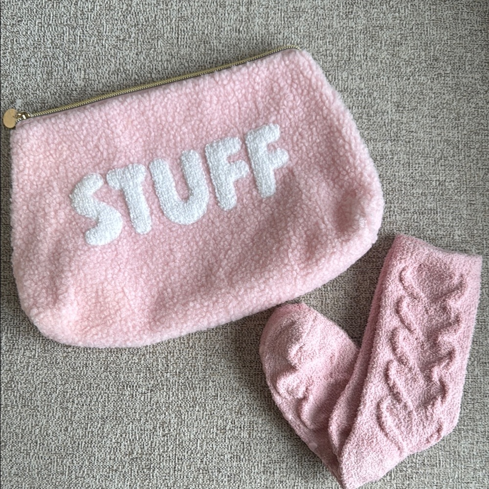 Pink Fleece Accessory Set